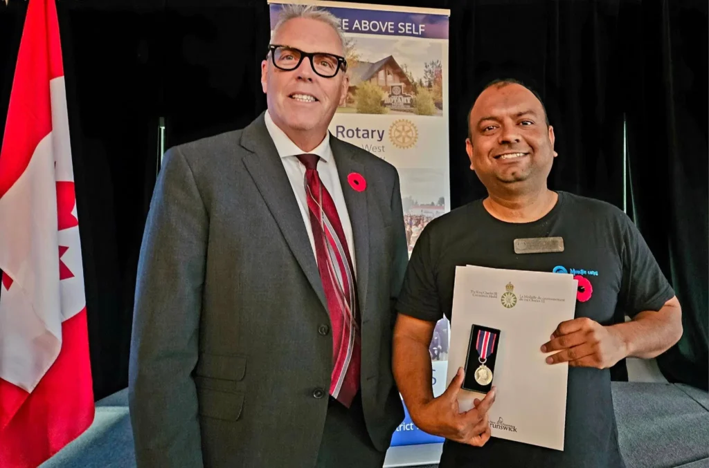 King Charles III Coronation Medal presented to Ketan Raval for his community service in Moncton