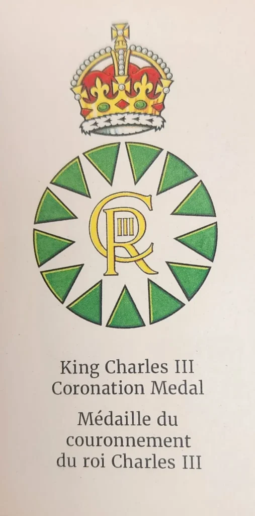 King Charles III Coronation Medal, symbolizing his dedication to Moncton Cares