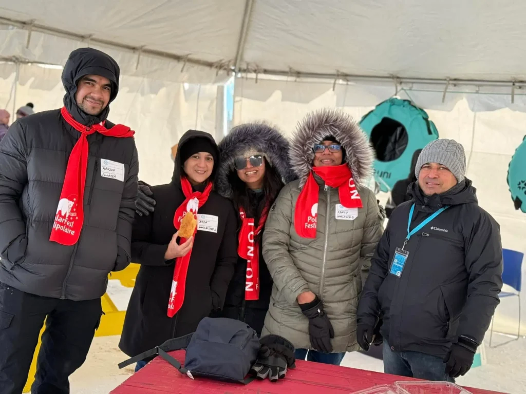 Volunteers organizing skating activities during PolarFest 2025 in Moncton